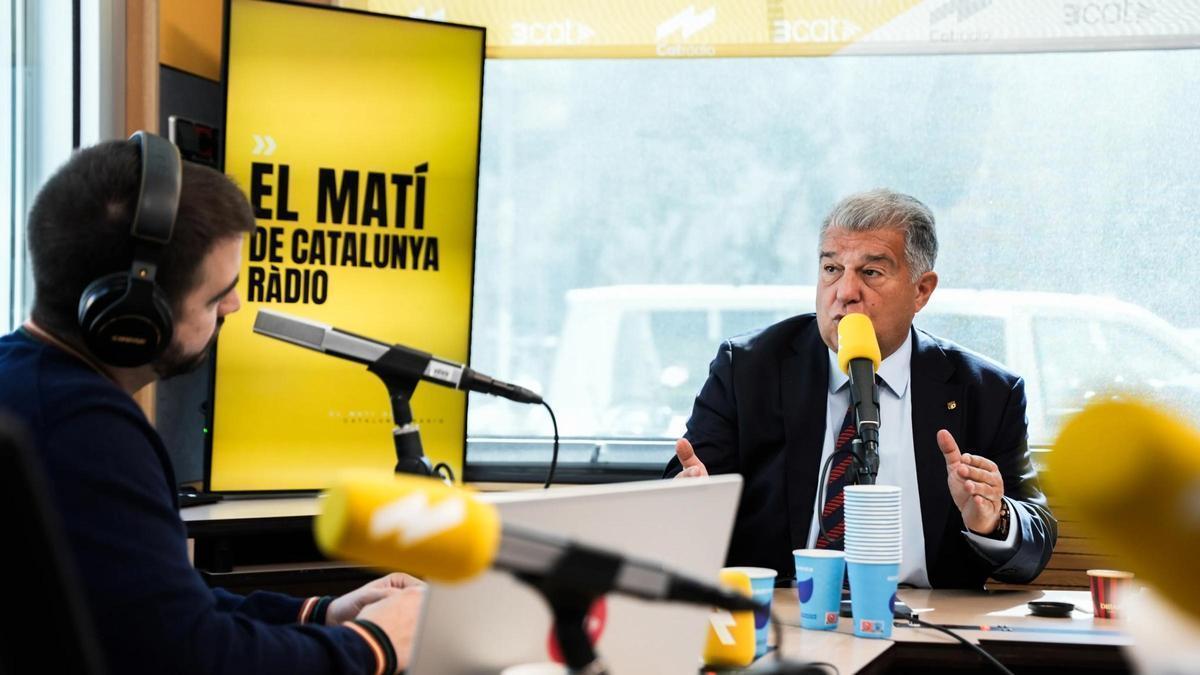 Joan Laporta anuncia el proyecto de ampliar el aforo del Johan Cruyff en El Matí de Catalunya Radio