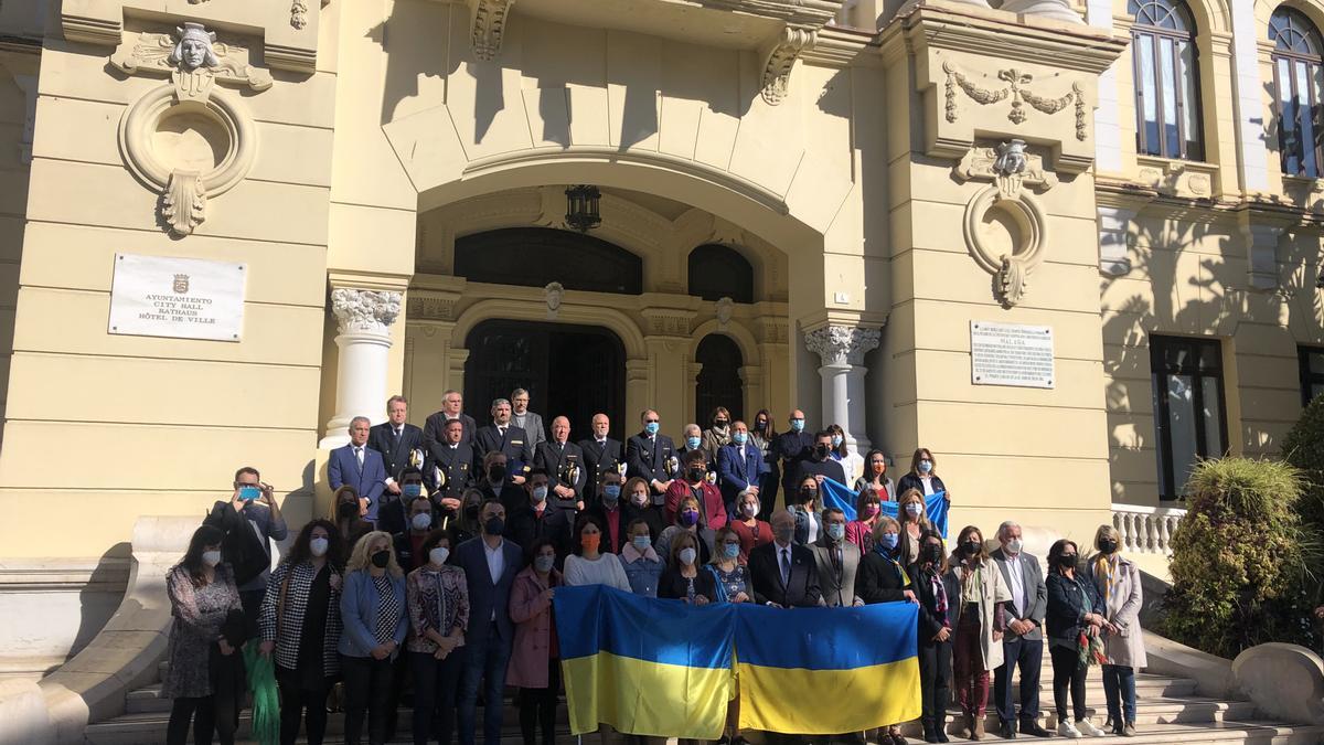 Acto solidario con el pueblo ucraniano en el Ayuntamiento de Málaga.
