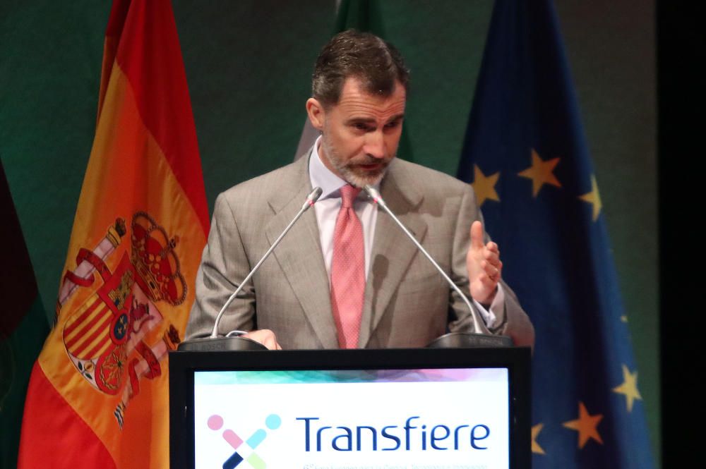 El rey Felipe VI inaugura la sexta edición del Foro Transfiere en el Palacio de Ferias y Congresos de Málaga.