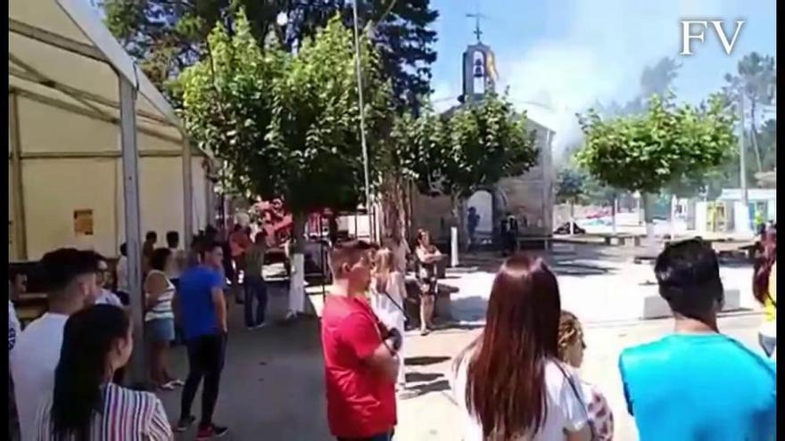 El fuego devasta la capilla de San Campio en Porriño