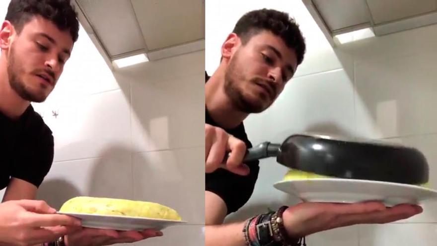 Cepeda preparando su tortilla // Instagram