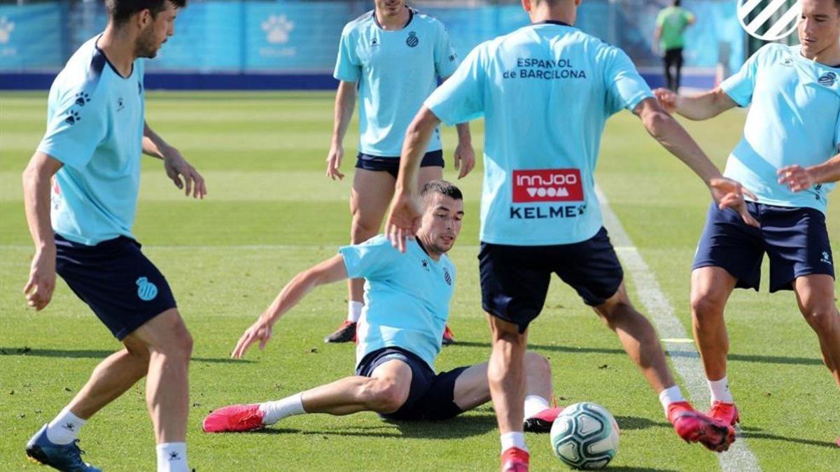 Jugadores del Espanyol durante un entrenamiento