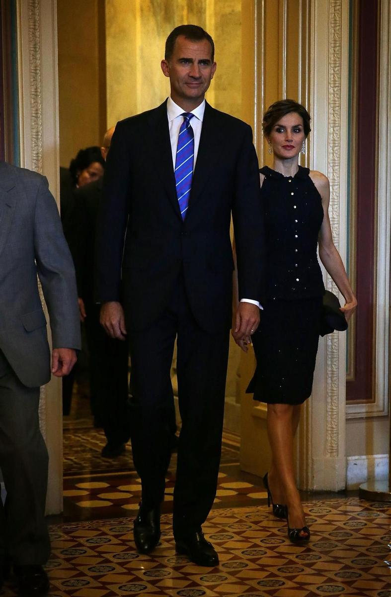 Letizia Ortiz con un dos piezas de Felipe Varela en Washington