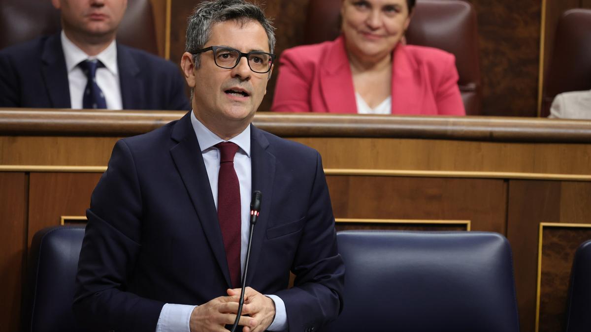 El ministro de la Presidencia, Relaciones con las Cortes y Justicia, Félix Bolaños, en el Congreso de los Diputados, a 29 de mayo de 2024, en Madrid (España).