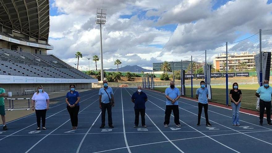 Los trabajadores del estadio, este mes.