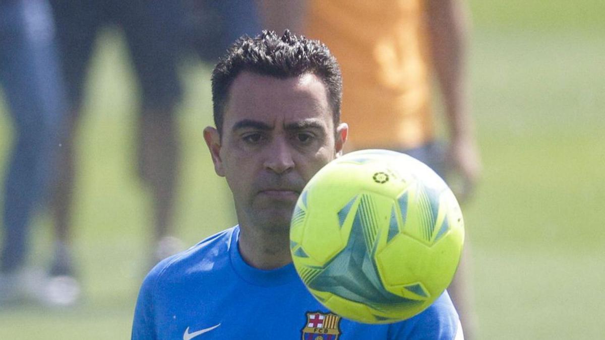 Xavi Hernández, durant l’entrenament d’ahir.  | EFE/QUIQUE GARCÍA