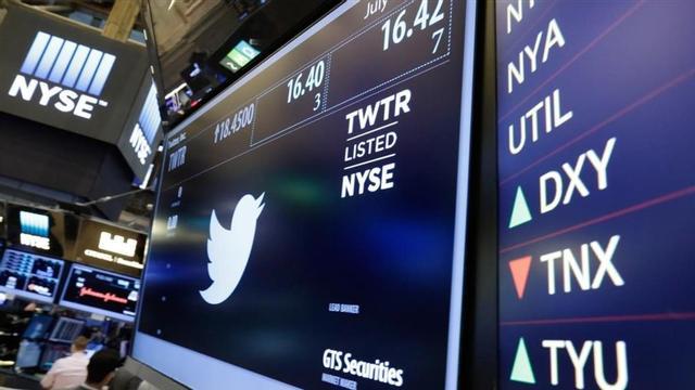 El símbolo de Twitter en la bolsa de Nueva York.