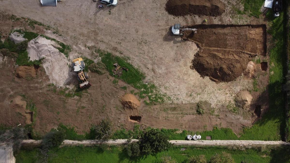 Imagen aérea de los primeros movimientos de tierra en la finca.