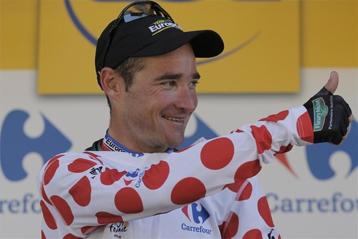 Thomas Voeckler, guanyador de l’etapa de dimecres, llueix el mallot de pics que l’acredita com a nou líder de la muntanya