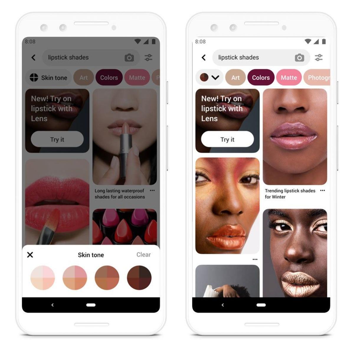 Herramienta de Pinterest para probarte el maquillaje antes de comprarlo