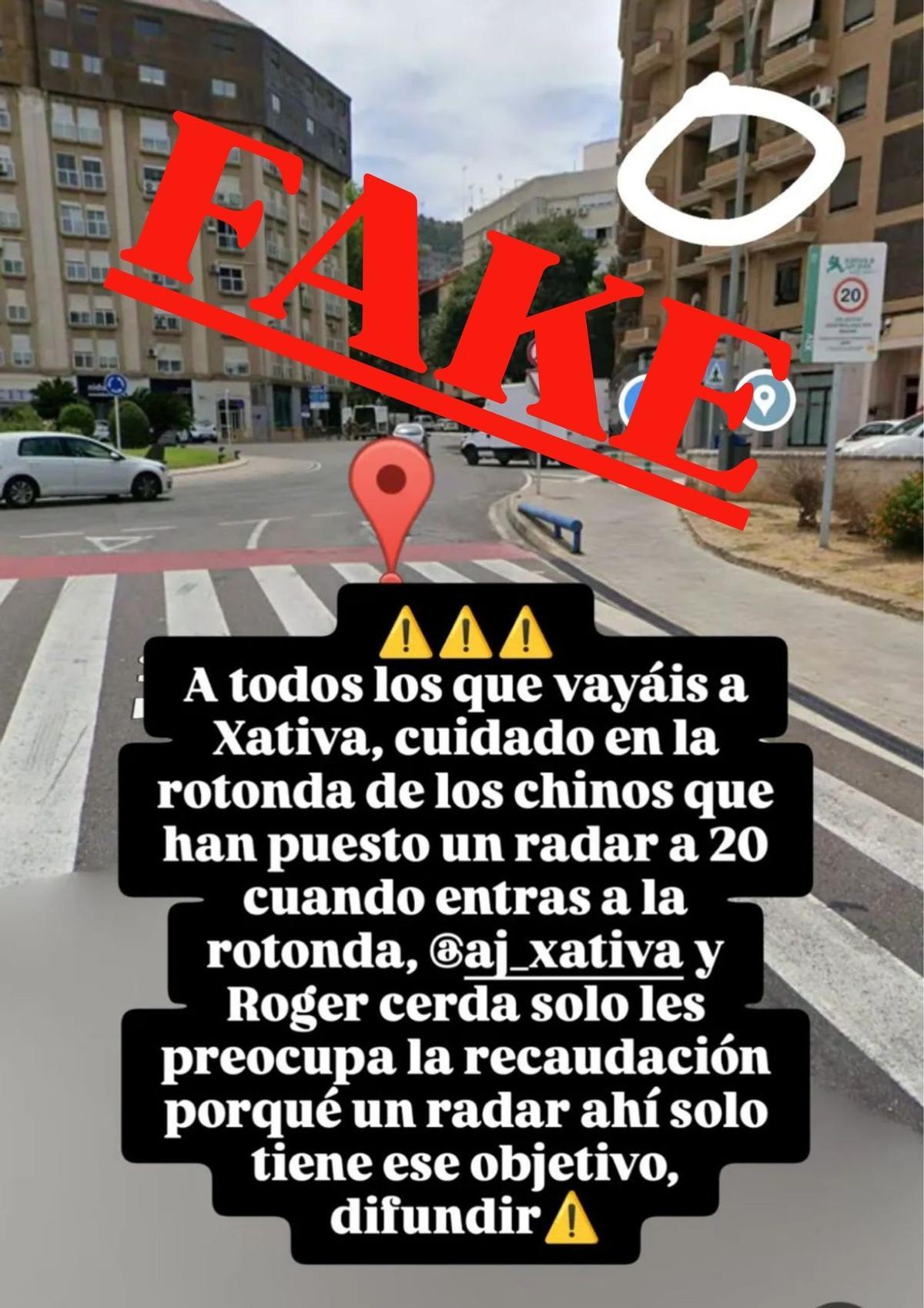 Publicación realizada por el Ayuntamiento de Xàtiva desmintiendo la información.