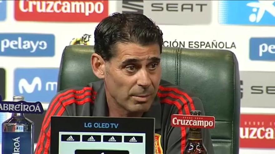 Primera rueda de prensa de Hierro como seleccionador