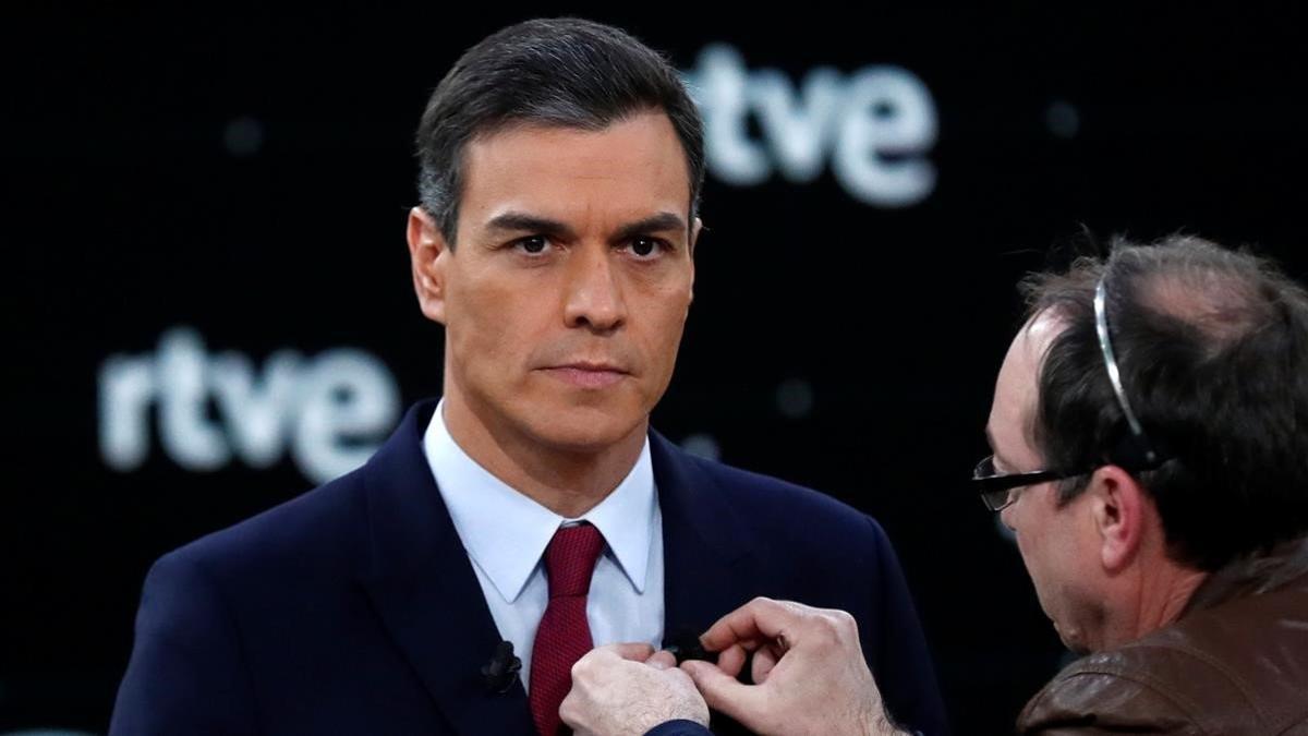Pedro Sánchez, antes del debate en TVE.