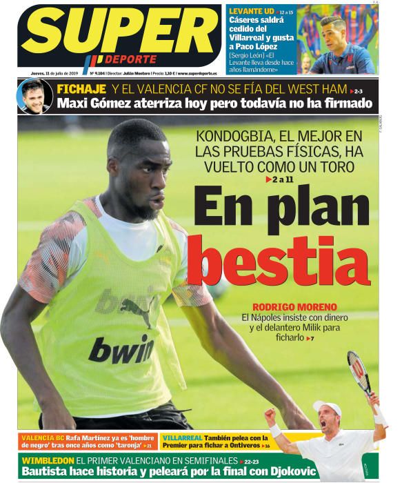 Portada SUPERDEPORTE jueves 11 de julio de 2019.