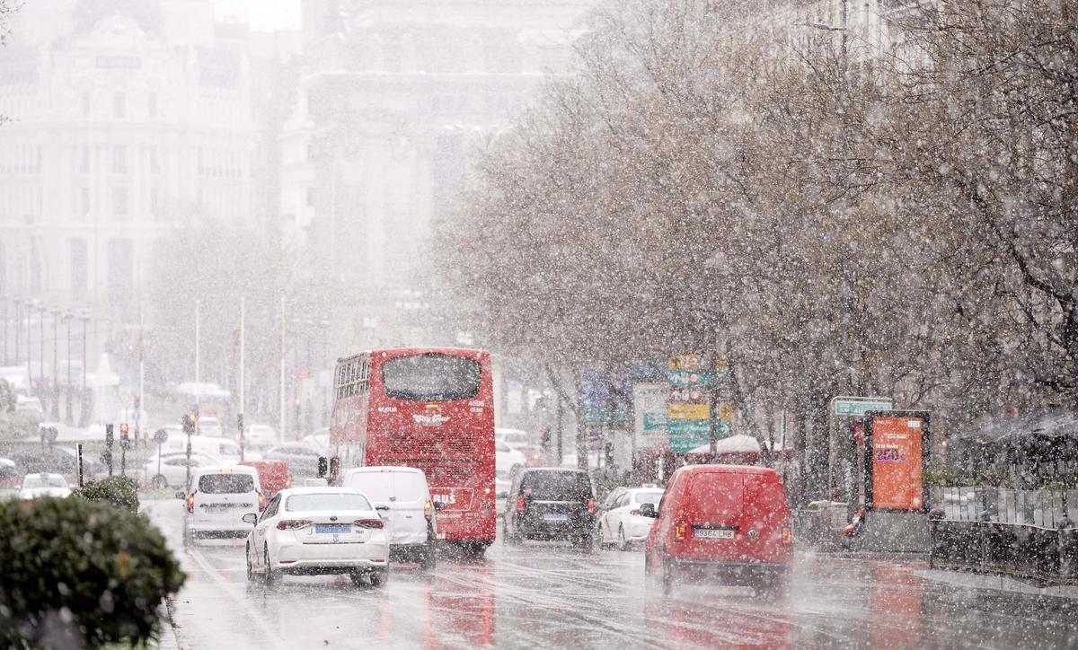 Nevada en el centro de Madrid.