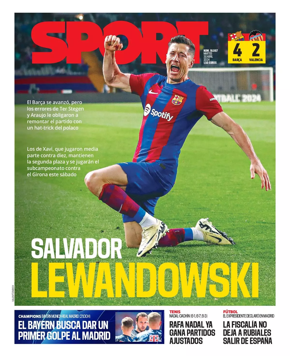 La portada de SPORT de hoy, martes 30 de abril de 2024