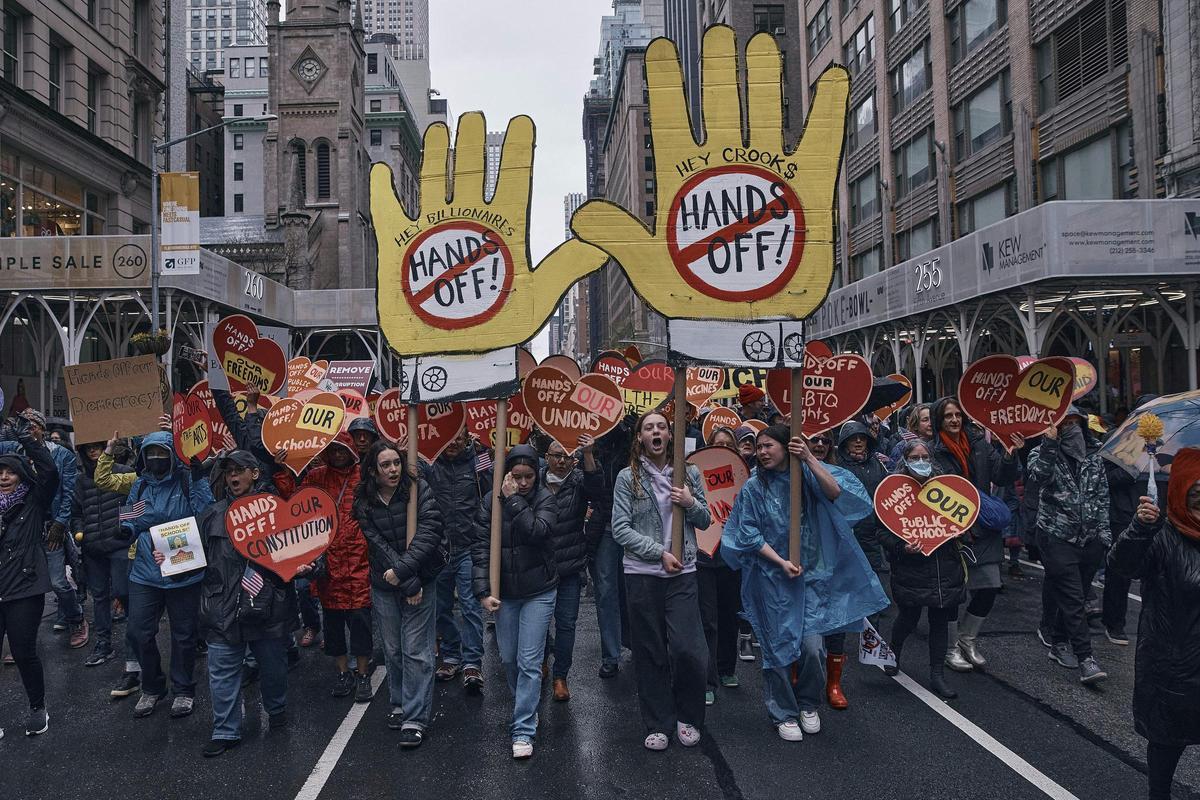 Manifestación contra Donald Trump, el pasado 5 de abril en Nueva York.