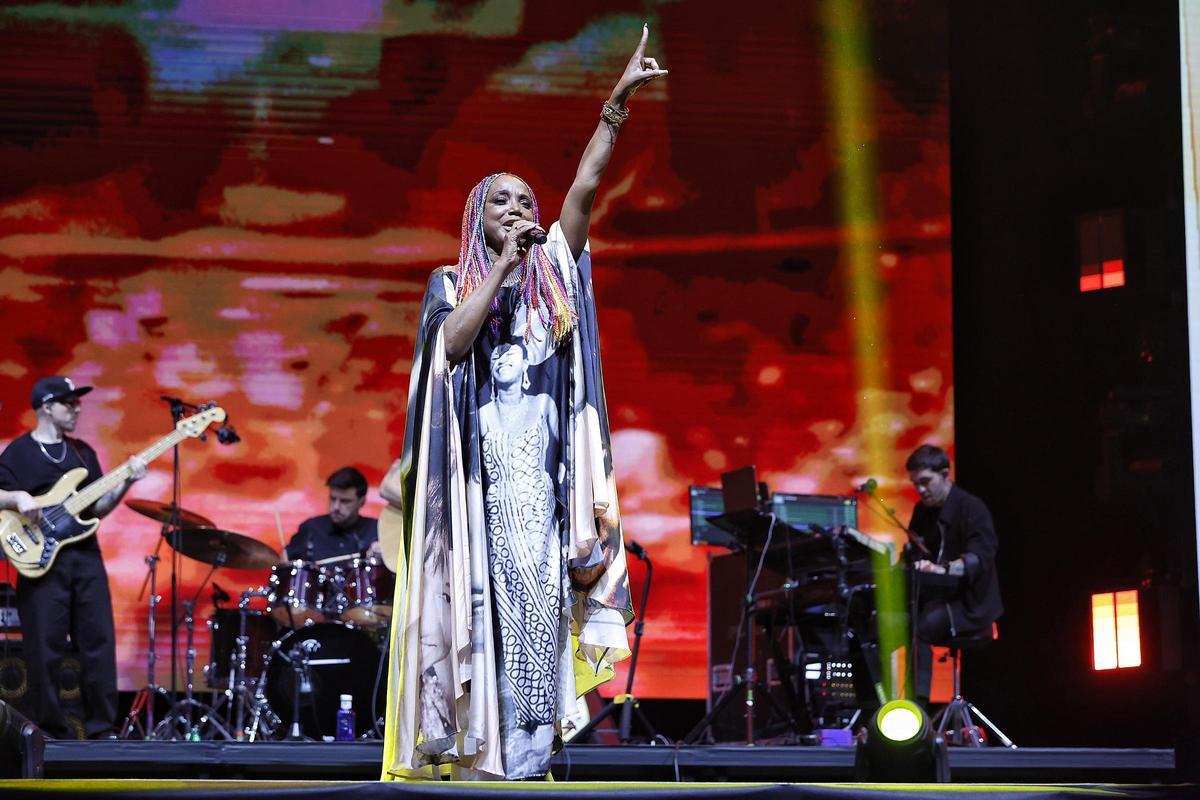 Lucrecia durante el homenaje a Celia Cruz, de la que se conmemora el centenario.