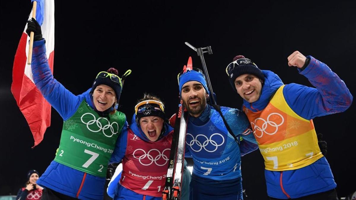 Fourcade logró su quinto oro con el relevo mixto francés de baitlón