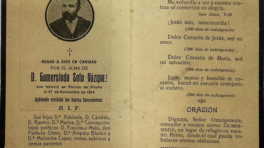 Recordatorio do falecemento de Gumersindo Soto Vázquez. Discurso celebrando o nomeamento de Cándido Soto como alcalde de Lalín en 1923.    | // CEDIDOS POR J. A. PORTO TABOADA