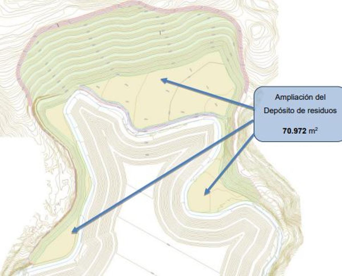 Zona de ampliación del vertedero que recoge el proyecto