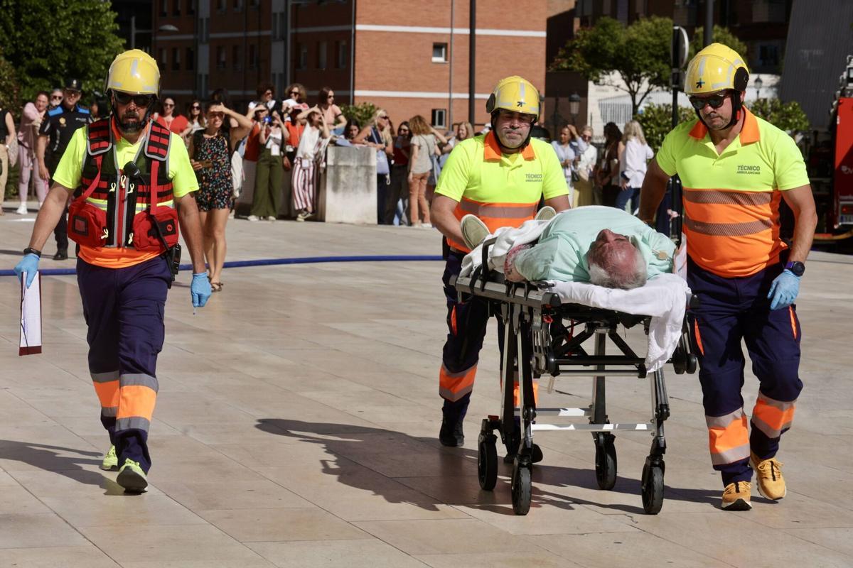 Distintas imágenes del simulacro organizado por la Sociedad Española de Médicos de Familia en Oviedo.