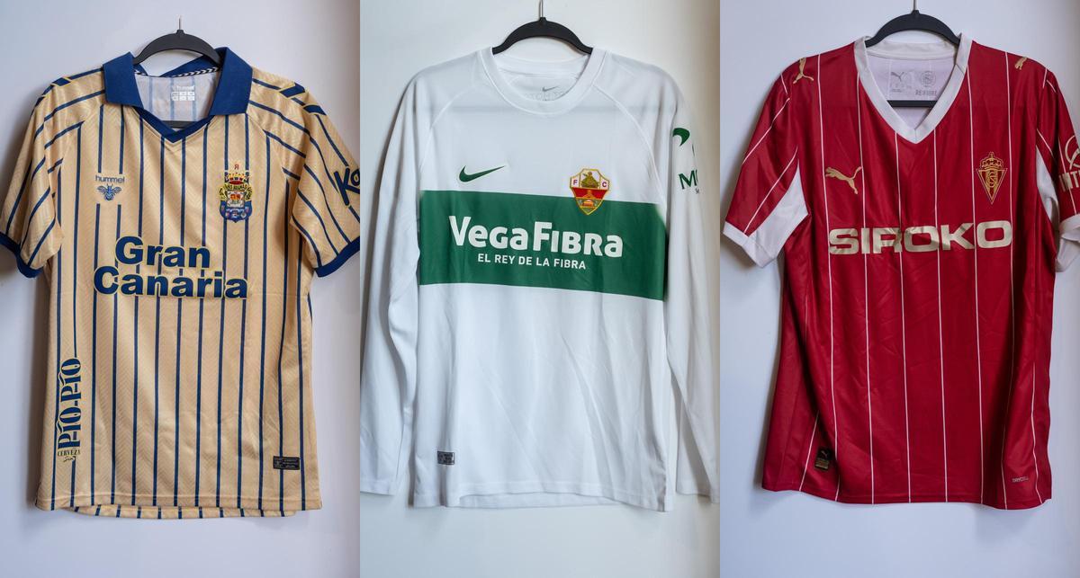 Camisetas de la UD Las Palmas, Elche y Sporting para la jornada retro de LaLiga.