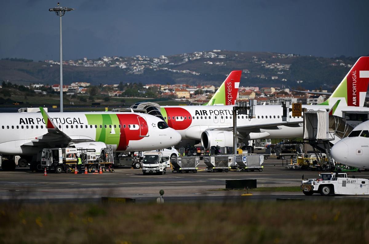 Aviones de TAP Portugal en Lisboa (Portugal).