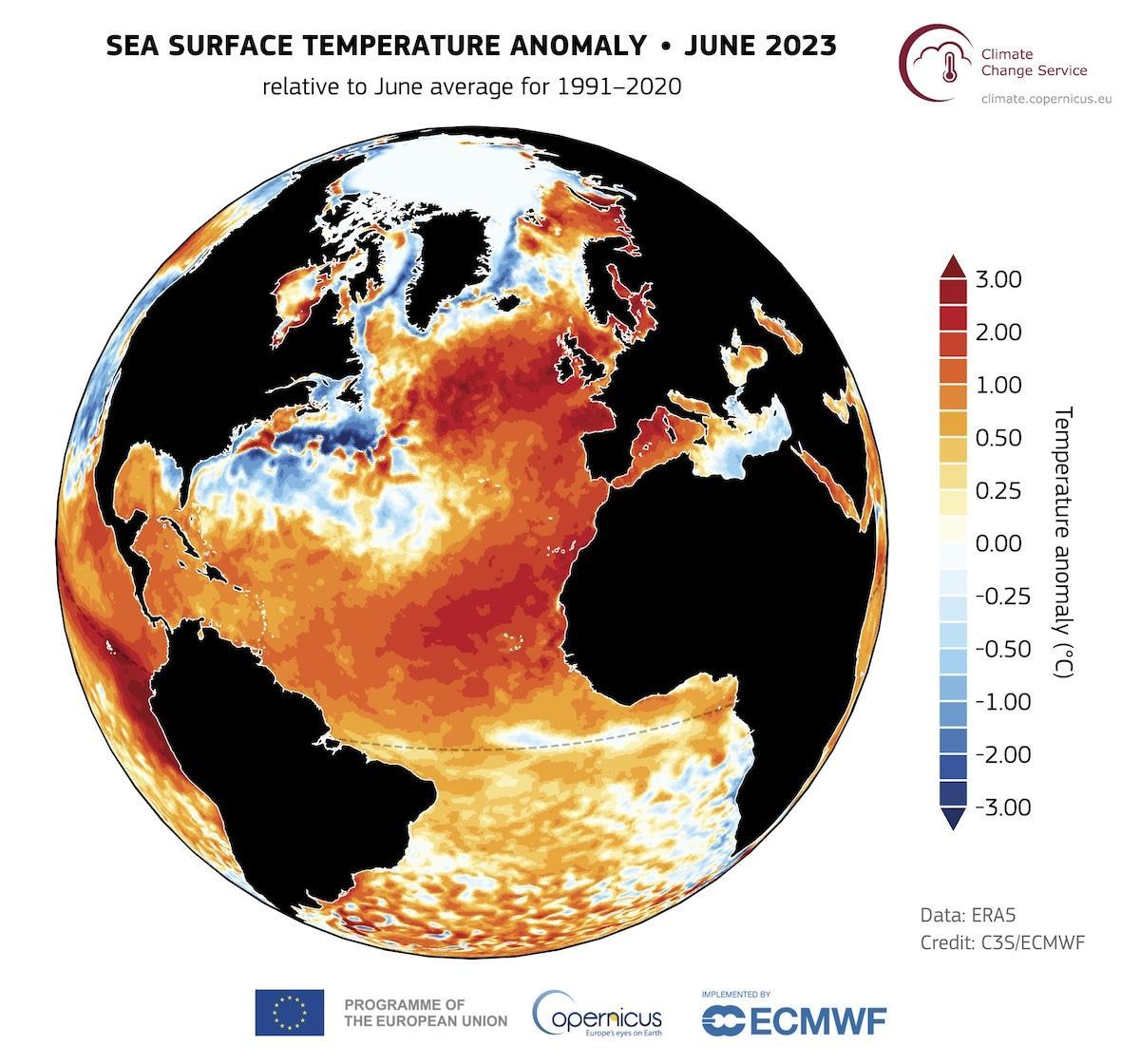 Anomalía de temperatura en junio del año pasado