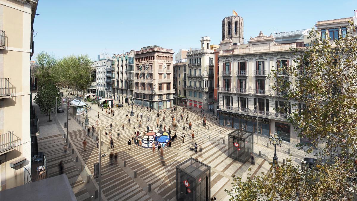 Recreación digital de la futura disposición de la Rambla de Barcelona.