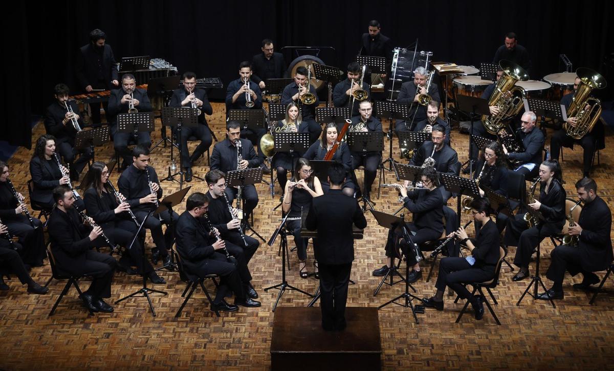 La Banda de Música de Pontevedra en un concierto del año pasado.