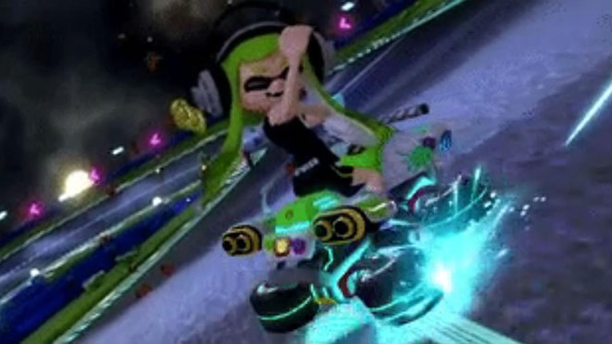 Corte de mangas de la niña Inkling en el juego Mario Kart 8 Deluxe