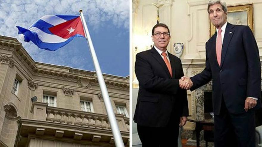 Cuba iza su bandera en su embajada en Estados Unidos