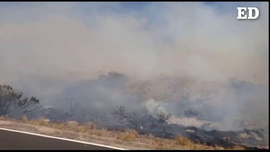 Se declara un un incendio junto a la autopista, en Candelaria