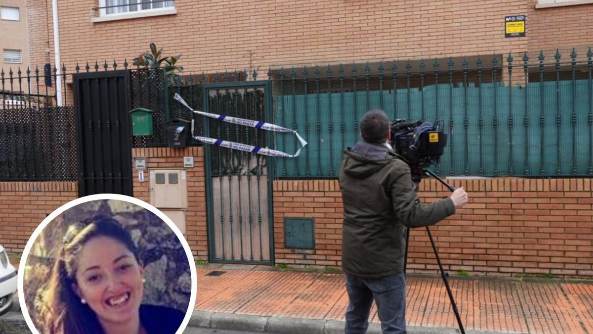 La fachada del piso tutelado y en pequeño, la foto de la educadora asesinada.