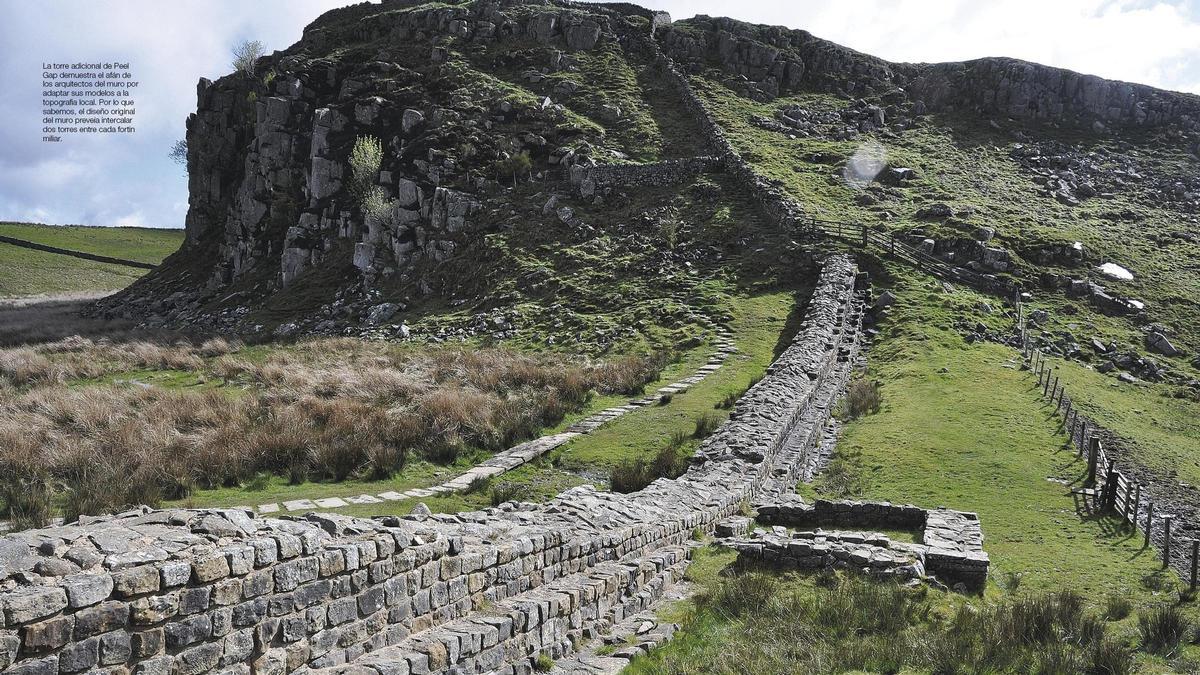 El muro de Adriano, en una doble página del libro de Adrian Goldsworthy.