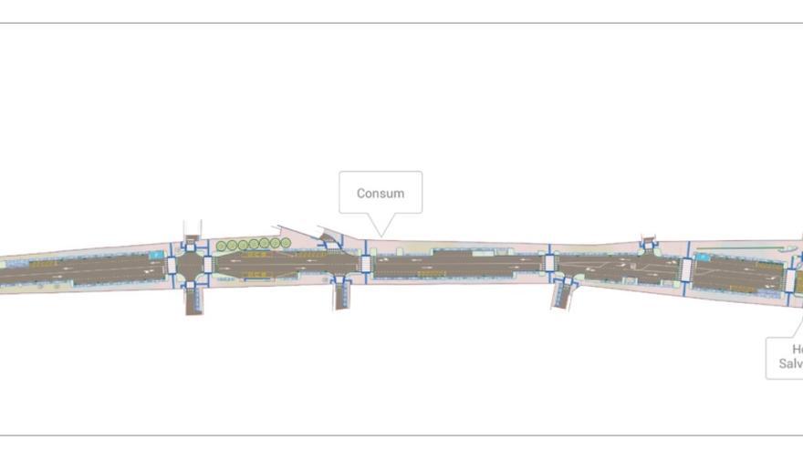 El plano de la reforma de la Avenida de la Constitución de Villena.