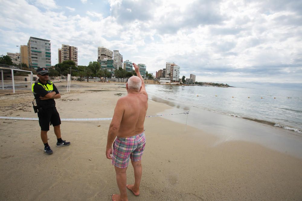 Daños en la playa de la Albufereta