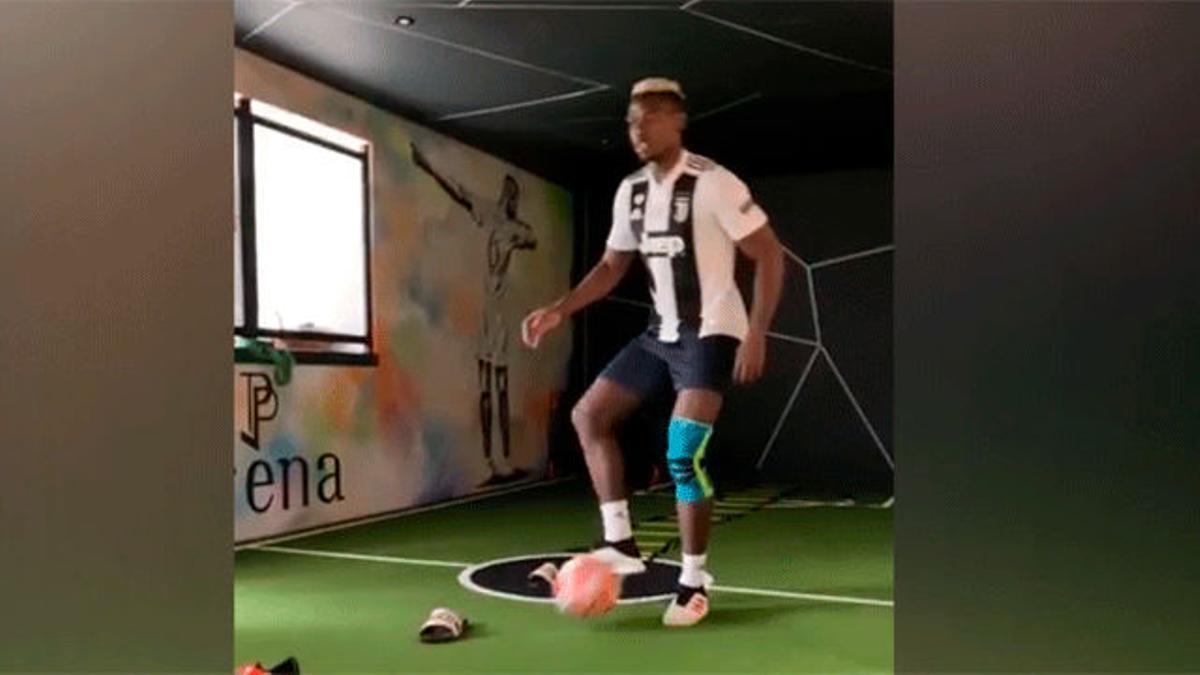 Pogba entrena con la camiseta de la Juventus