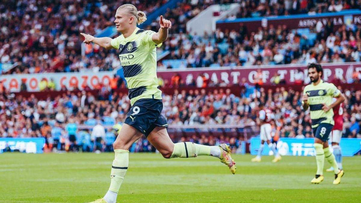 Haaland celebra un gol con el Manchester City