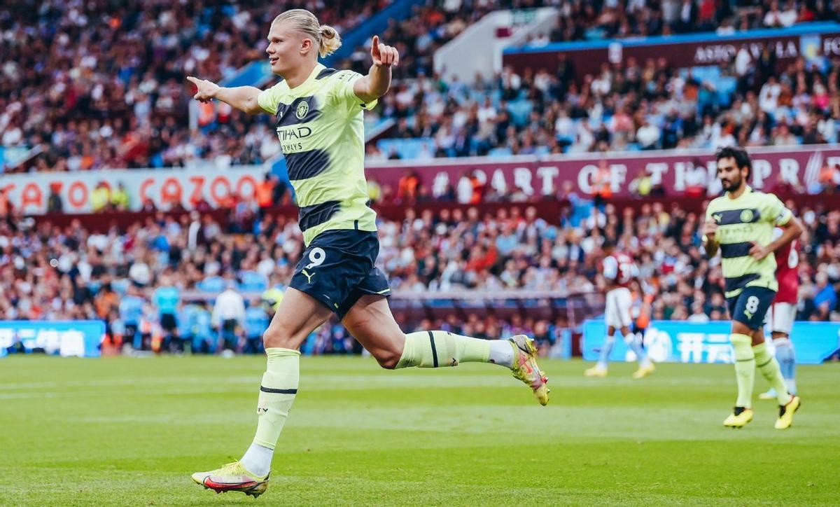 Haaland celebra un gol con el Manchester City