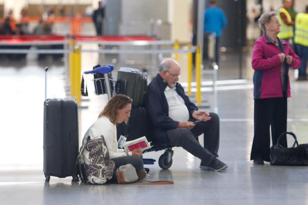 Efectivos de la UME en labores de desinfectación en el Aeropuerto de Málaga.