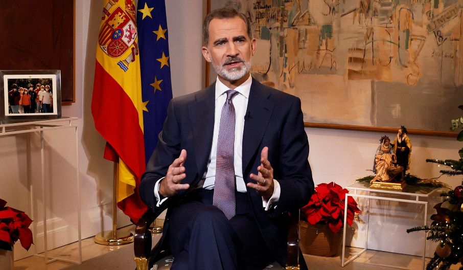 El rey Felipe VI durante su tradicional mensaje de Nochebuena, el octavo de su reinado.