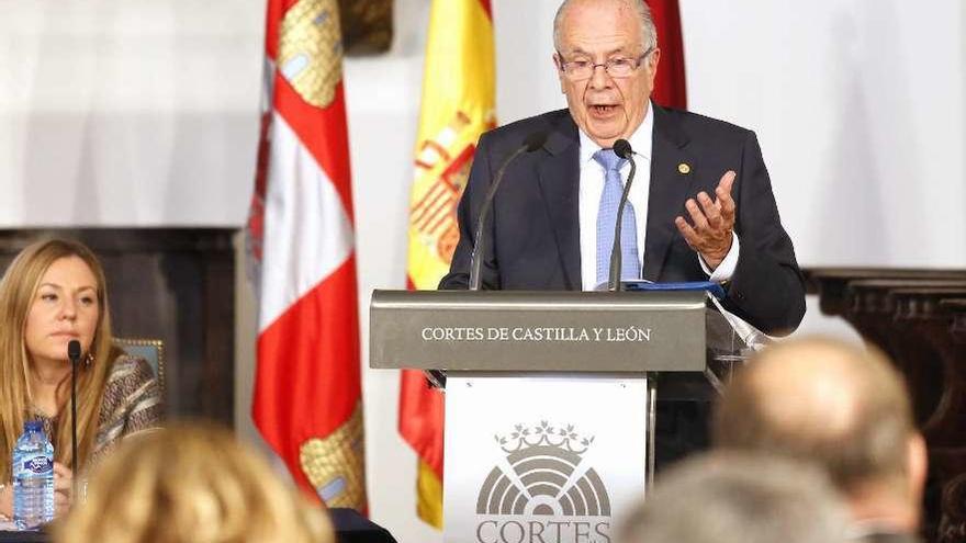 El Procurador del Común, Javier Amoedo, interviene en el Pleno de las Cortes.