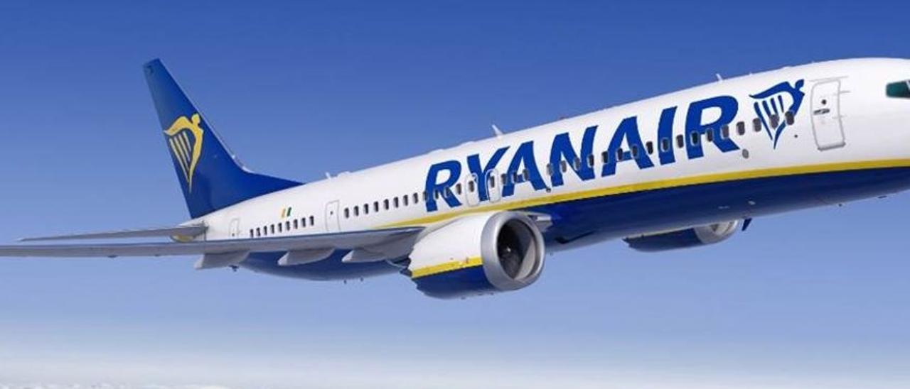 Un avión de la compañía Ryanair durante un vuelo.