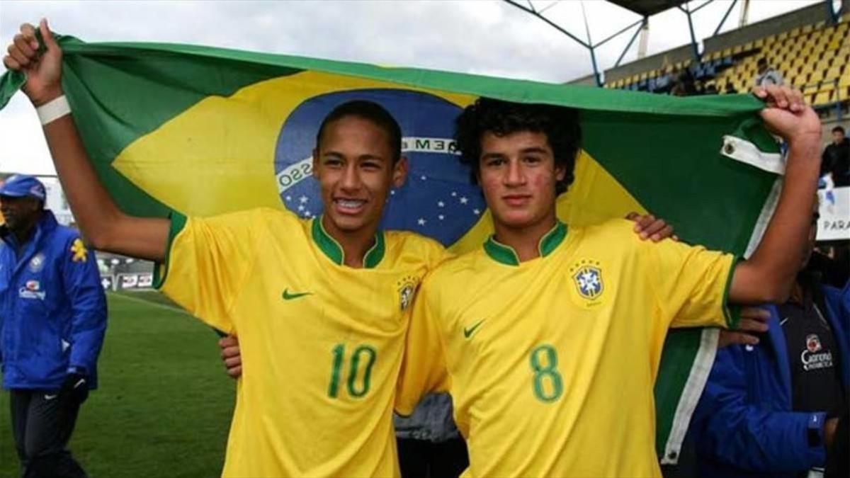 depportes Neymar y Coutinho  jovenes