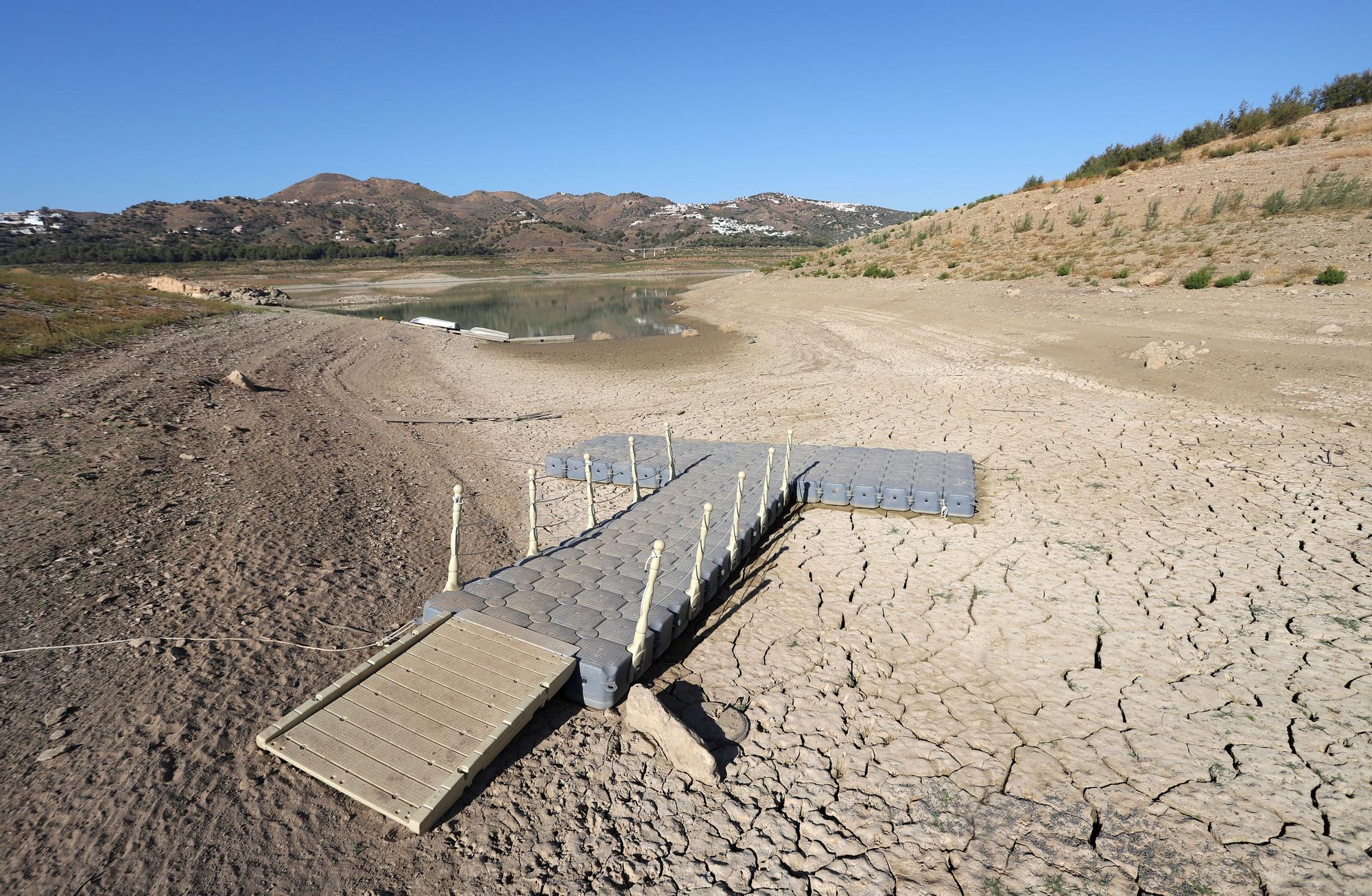 El embalse de la Viñuela, a 8 de agosto de 2022.