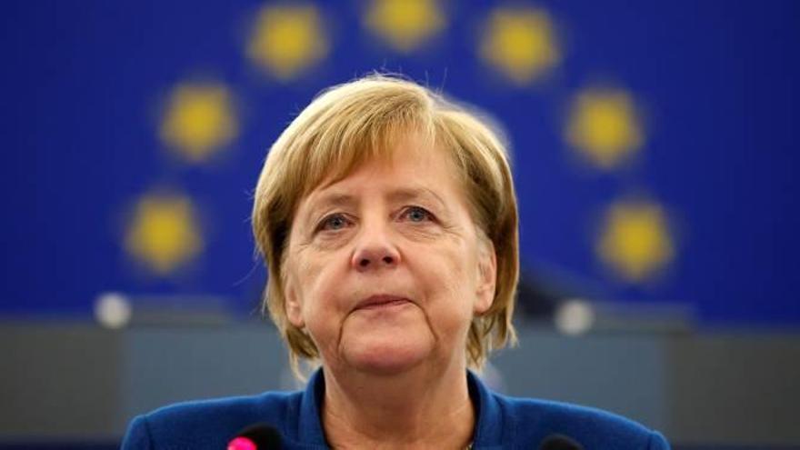 La cancellera Merkel ahir al Parlament Europeu
