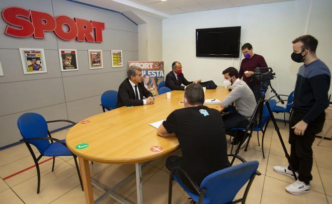 Joan Laporta, candidato a la presidencia del FC Barcelona, visitó la redacción de Sport