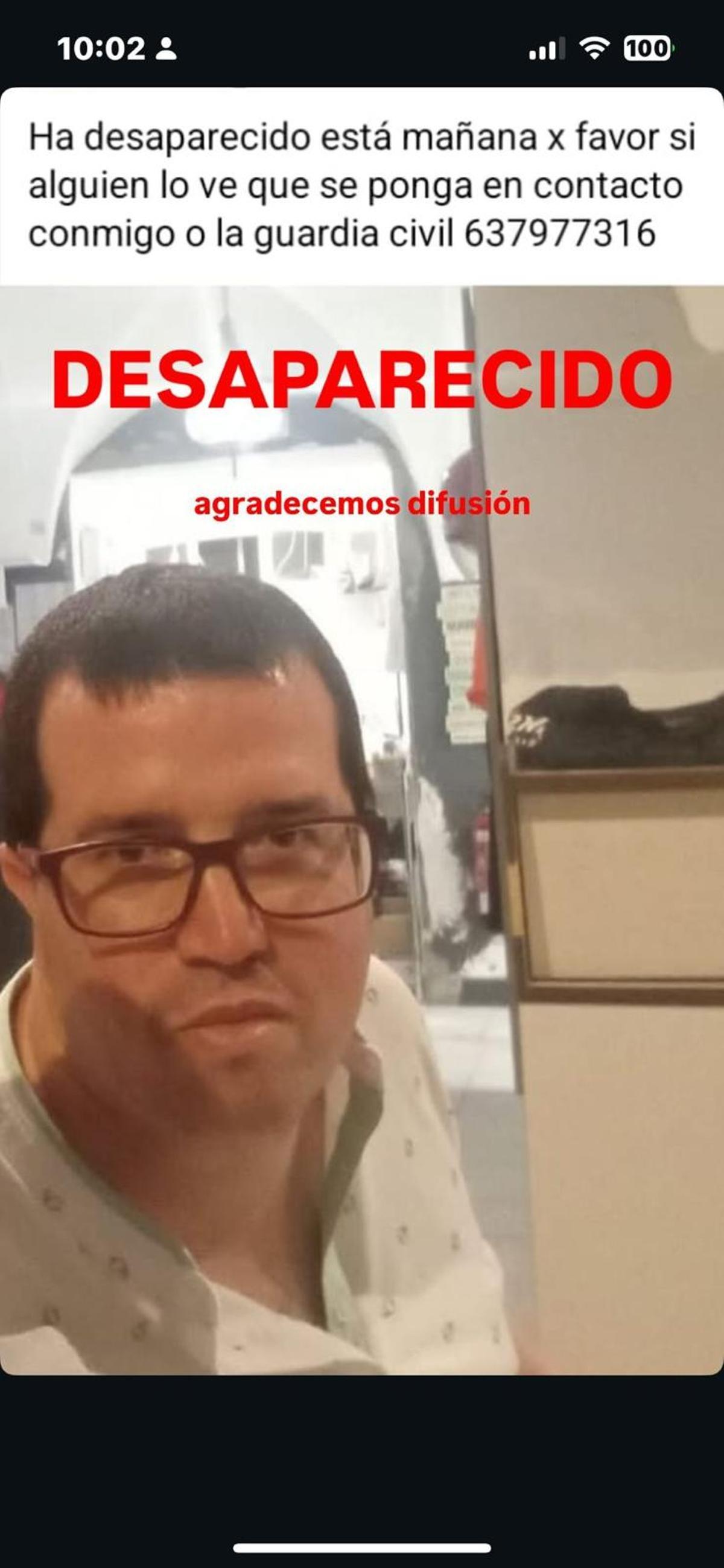 El hombre desaparecido en Montijo este domingo